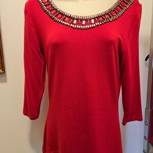 Womens red 3/4 sleeve top size PS